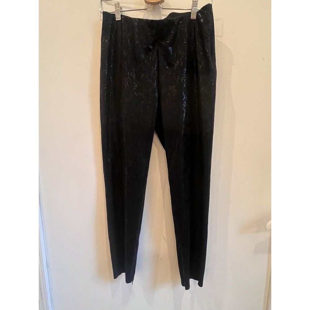 ZARA Basics faux snake print Black Women's leggings Pants sz L Ankle Zip